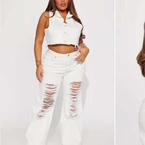 Fashion Nova White Denim matching Set.